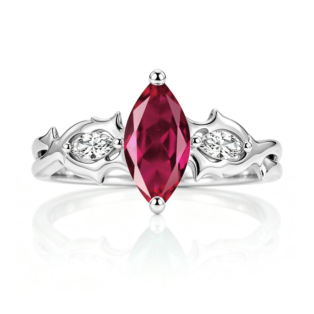 Marquise Cut Emerald Thorn Gothic Ring - LUO Jewelry #gemstone_Ruby