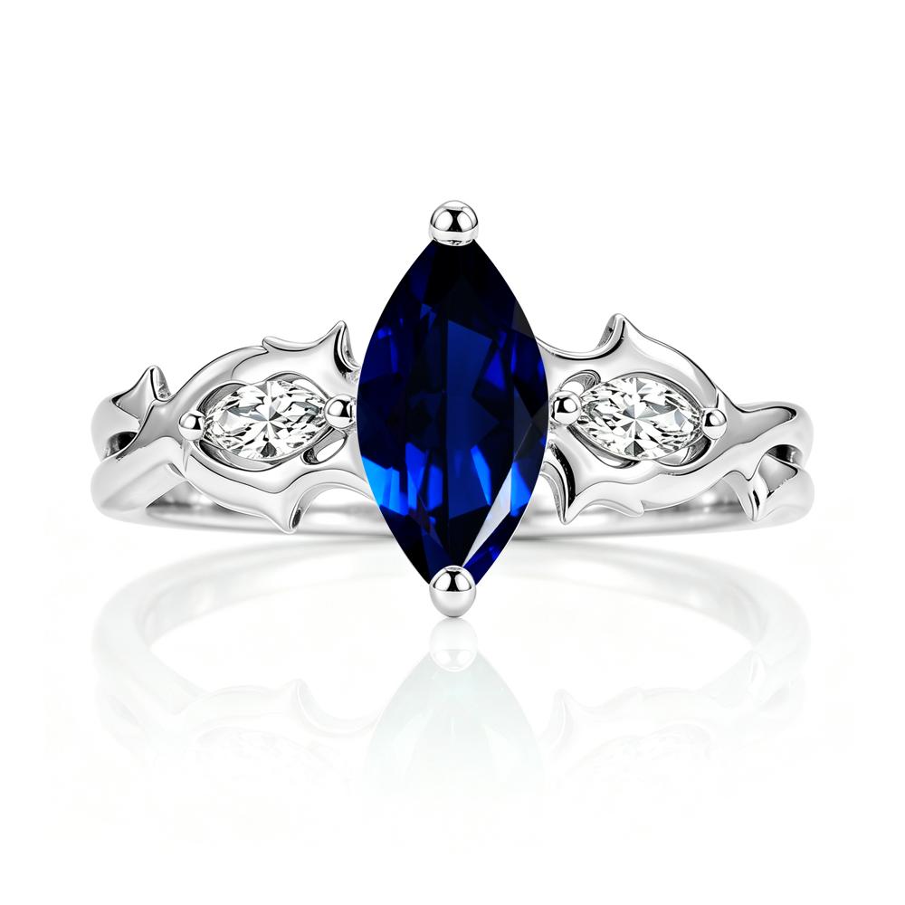 Marquise Cut Emerald Thorn Gothic Ring - LUO Jewelry #gemstone_Sapphire