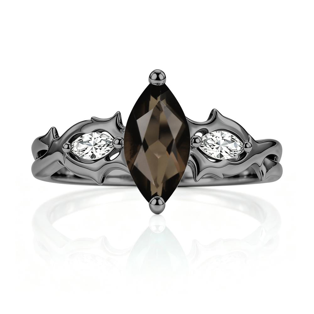 Marquise Cut Emerald Thorn Gothic Ring - LUO Jewelry #gemstone_Smoky Quartz