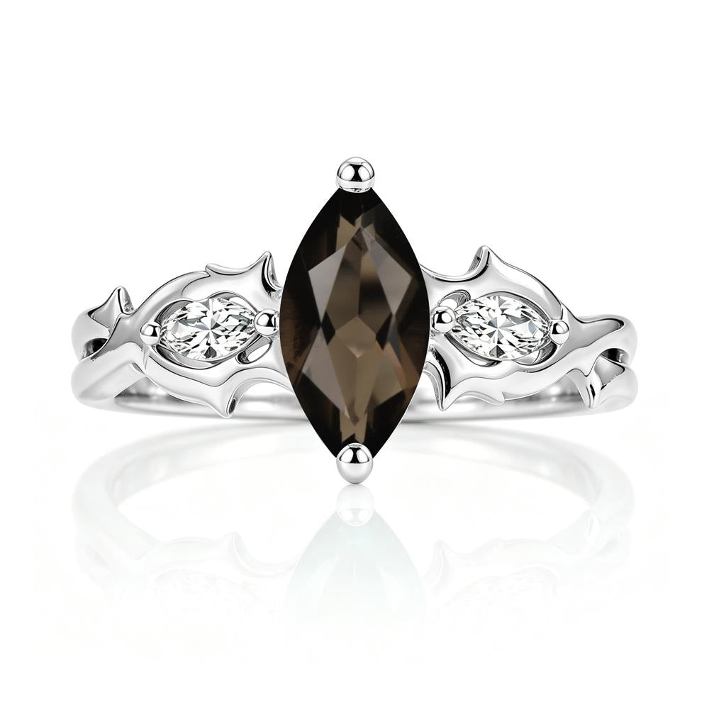 Marquise Cut Emerald Thorn Gothic Ring - LUO Jewelry #gemstone_Smoky Quartz