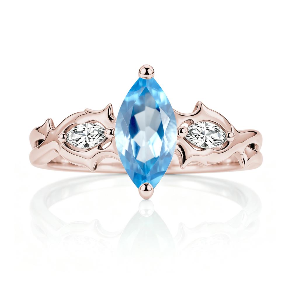 Marquise Cut Emerald Thorn Gothic Ring - LUO Jewelry #gemstone_Swiss Blue Topaz