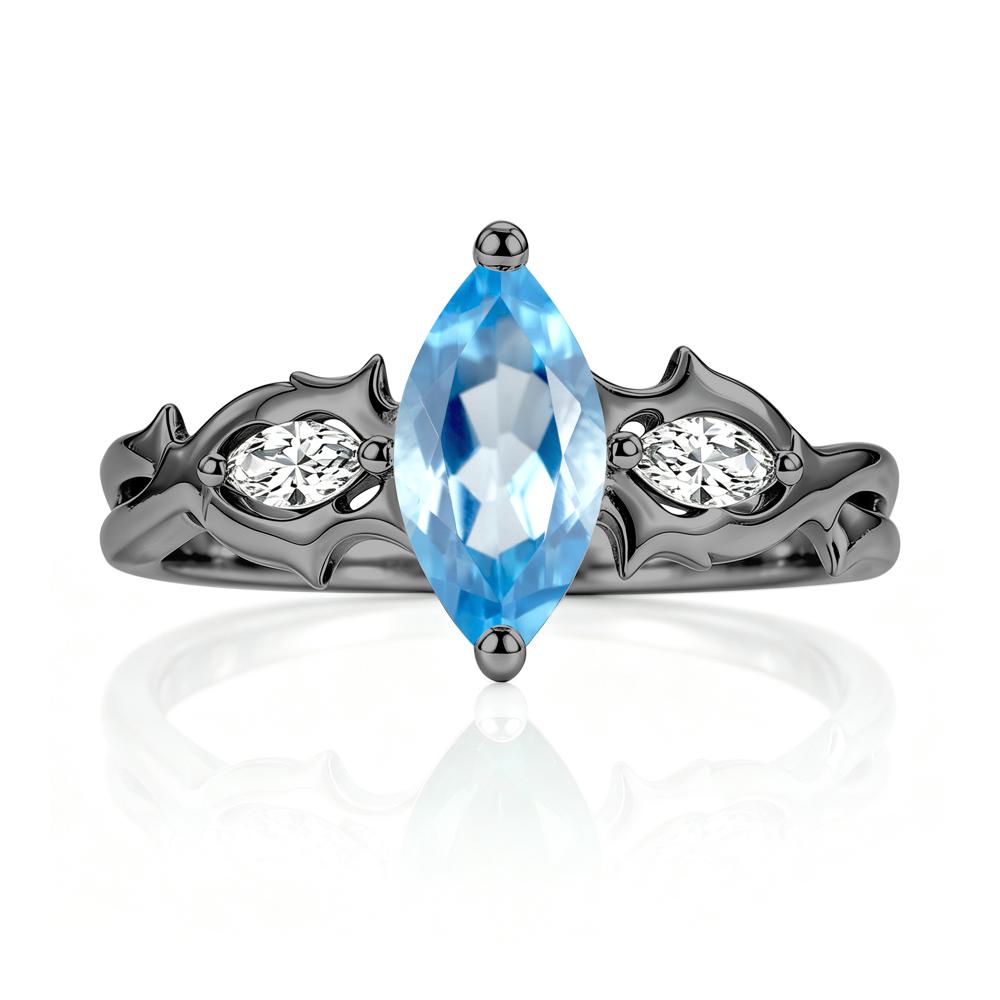 Marquise Cut Emerald Thorn Gothic Ring - LUO Jewelry #gemstone_Swiss Blue Topaz
