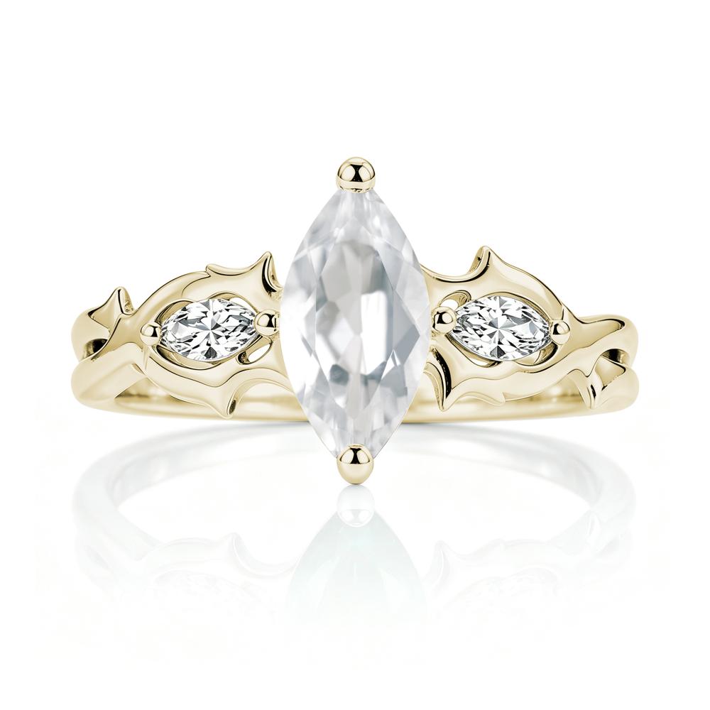 Marquise Cut Emerald Thorn Gothic Ring - LUO Jewelry #gemstone_White Topaz