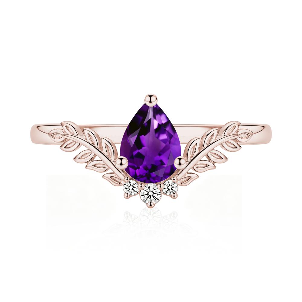 Pear Shaped Alexandrite Leaf Curved Ring - LUO Jewelry #gemstone_Amethyst