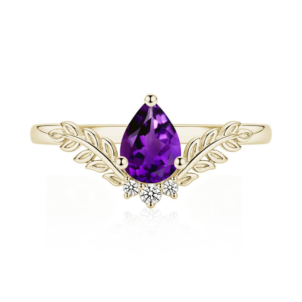 Pear Shaped Alexandrite Leaf Curved Ring - LUO Jewelry #gemstone_Amethyst