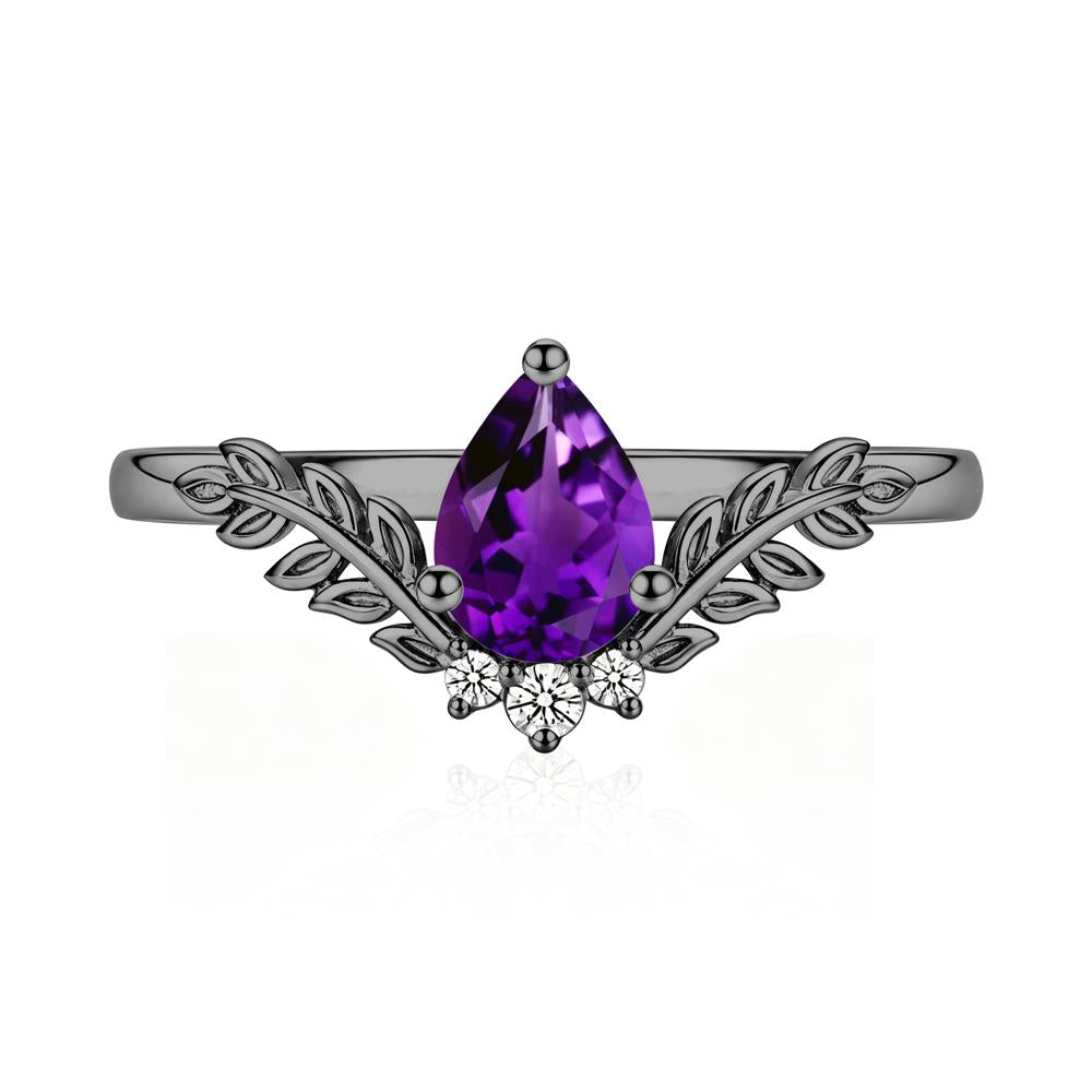 Pear Shaped Alexandrite Leaf Curved Ring - LUO Jewelry #gemstone_Amethyst