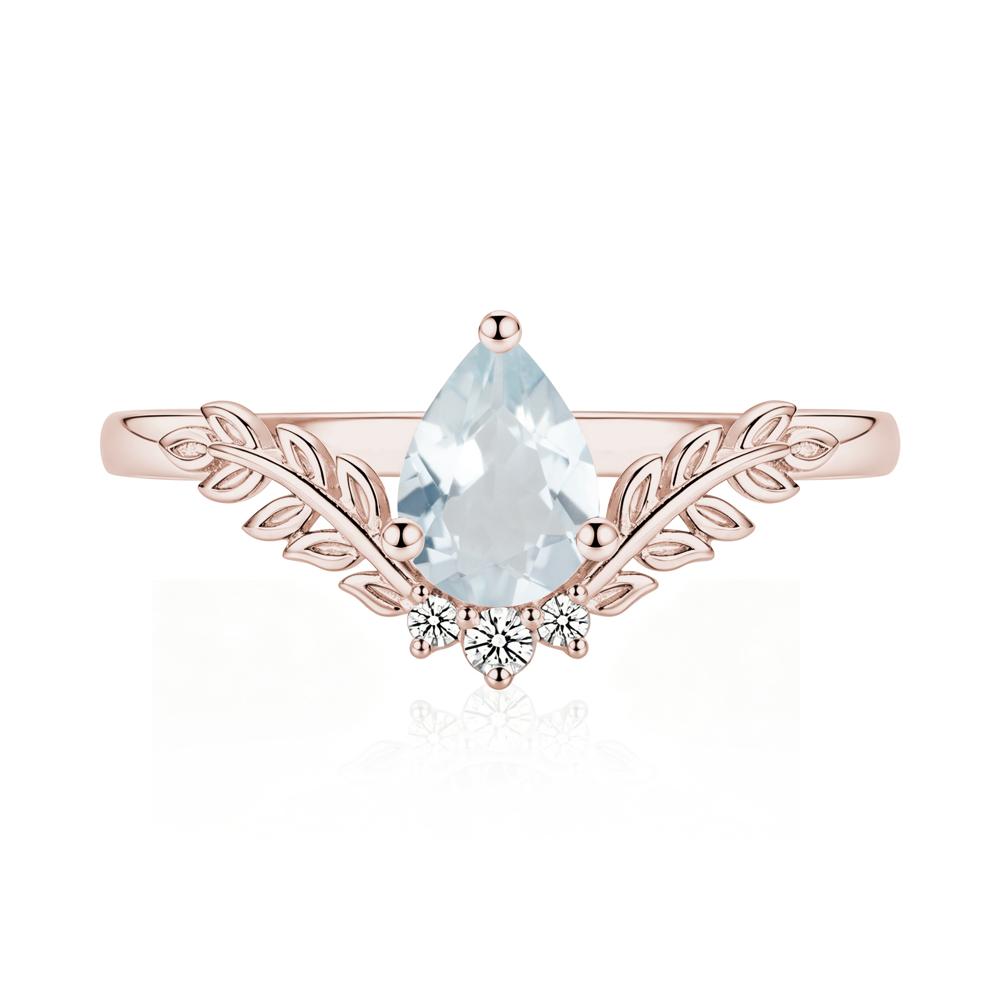 Pear Shaped Alexandrite Leaf Curved Ring - LUO Jewelry #gemstone_Aquamarine