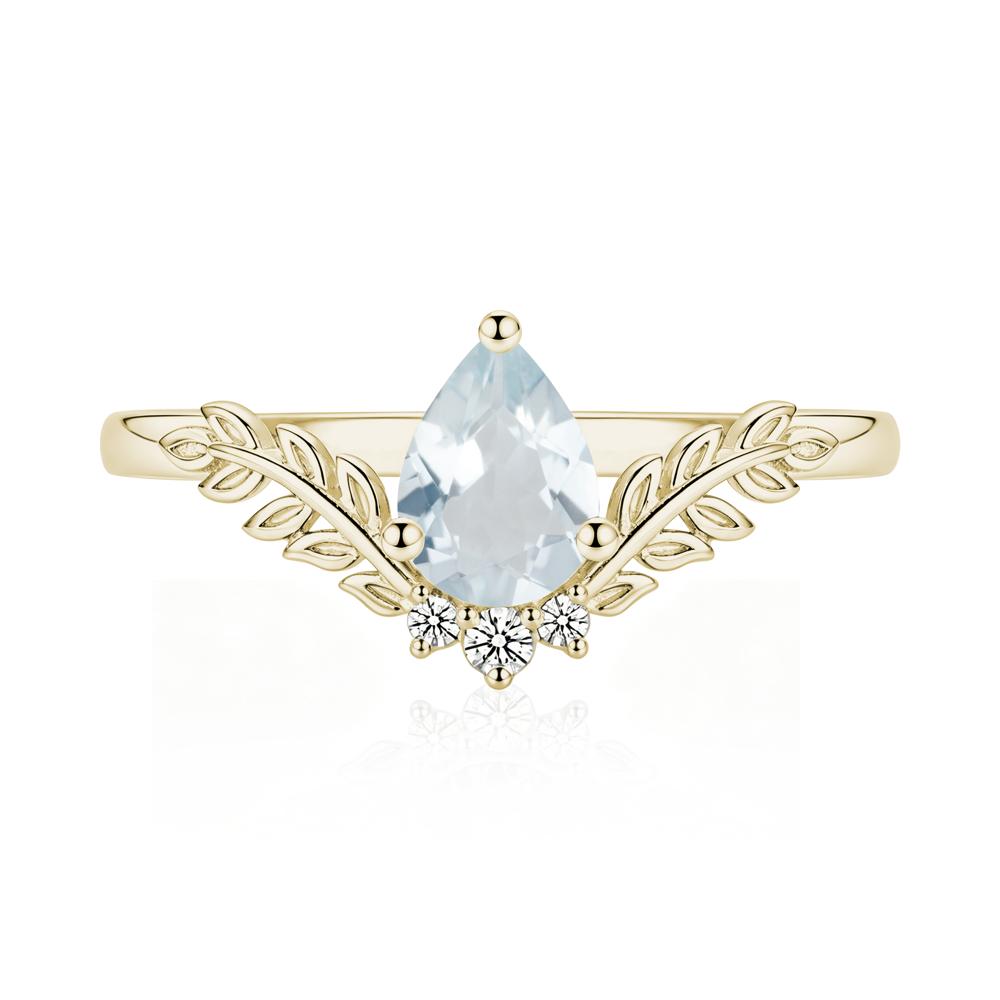 Pear Shaped Alexandrite Leaf Curved Ring - LUO Jewelry #gemstone_Aquamarine