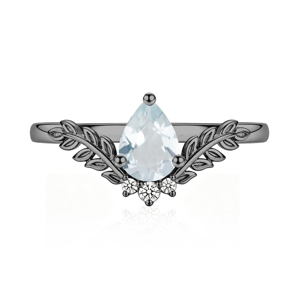 Pear Shaped Alexandrite Leaf Curved Ring - LUO Jewelry #gemstone_Aquamarine