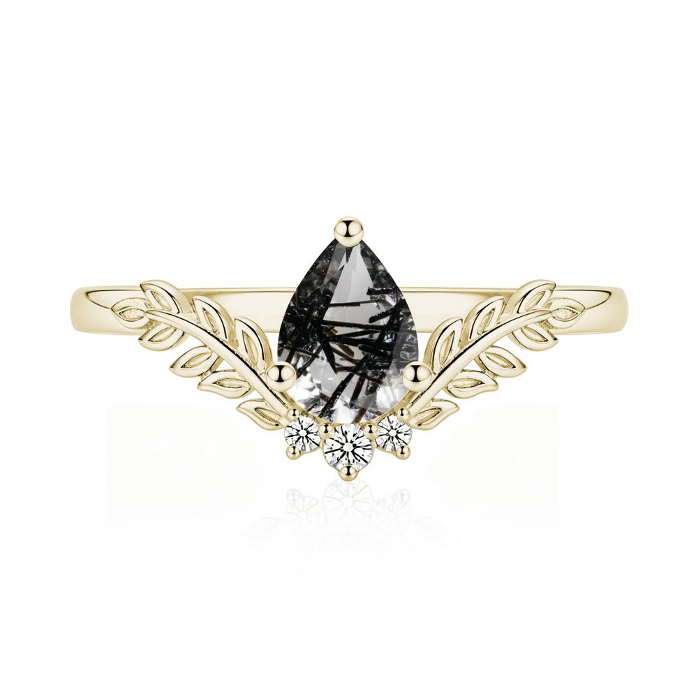 Pear Shaped Alexandrite Leaf Curved Ring - LUO Jewelry #gemstone_Black Rutilated Quartz