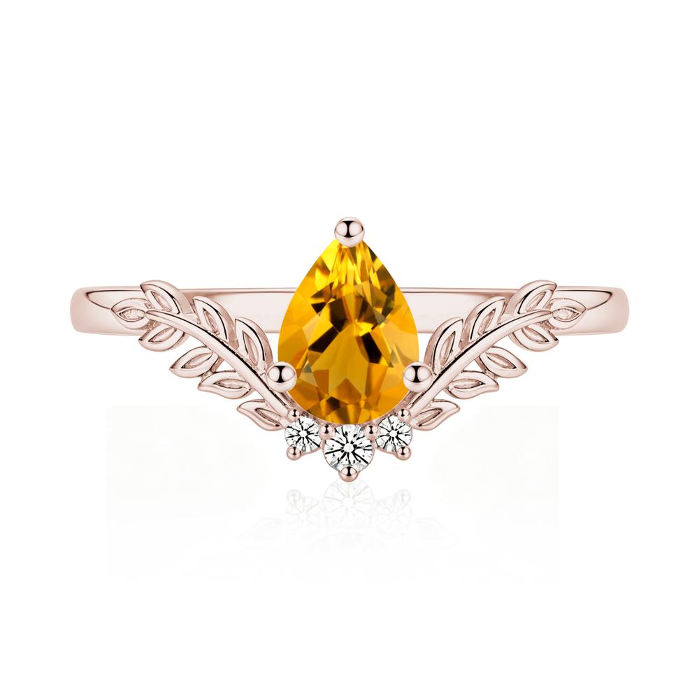 Pear Shaped Alexandrite Leaf Curved Ring - LUO Jewelry #gemstone_Citrine