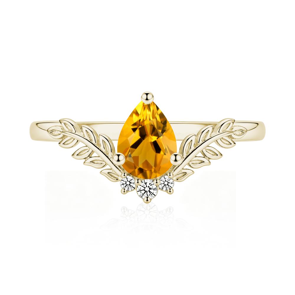 Pear Shaped Alexandrite Leaf Curved Ring - LUO Jewelry #gemstone_Citrine