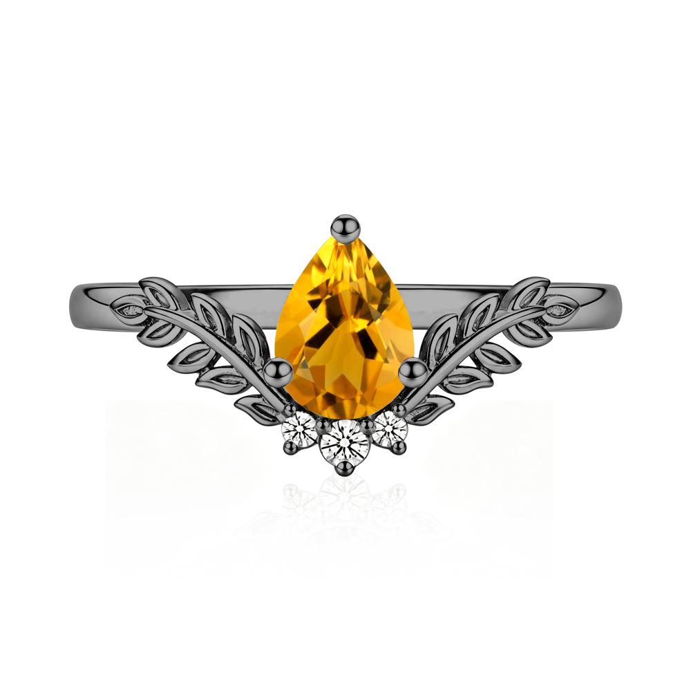 Pear Shaped Alexandrite Leaf Curved Ring - LUO Jewelry #gemstone_Citrine