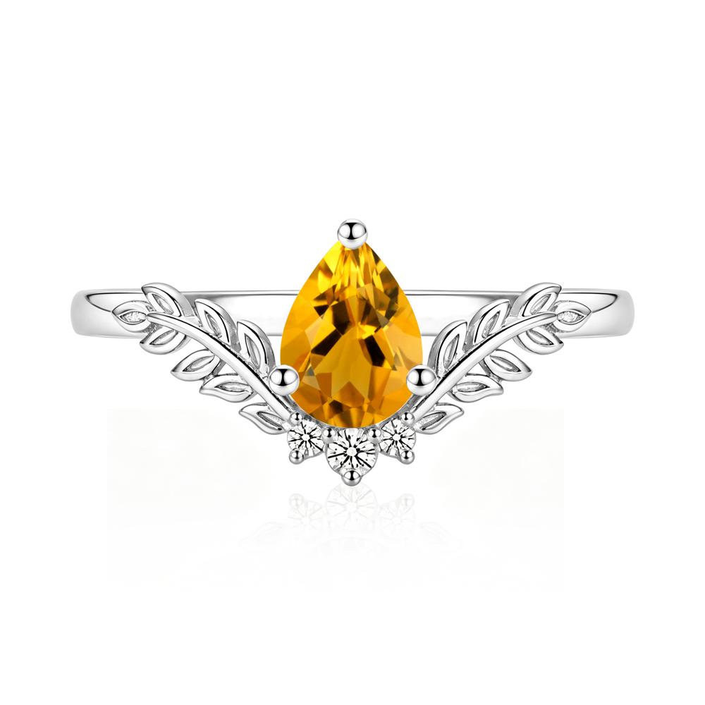 Pear Shaped Alexandrite Leaf Curved Ring - LUO Jewelry #gemstone_Citrine