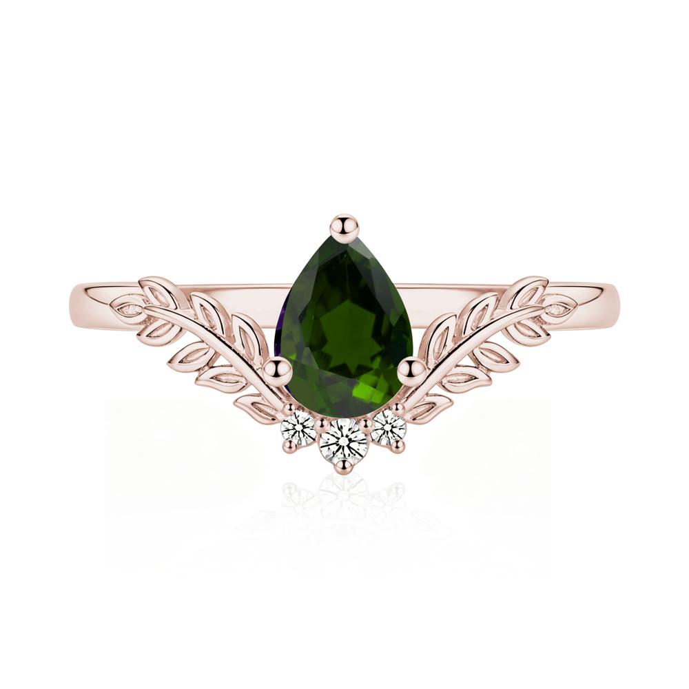 Pear Shaped Alexandrite Leaf Curved Ring - LUO Jewelry #gemstone_Diopside