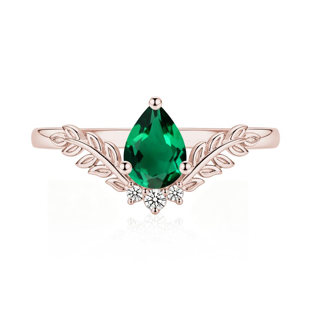 Pear Shaped Alexandrite Leaf Curved Ring - LUO Jewelry #gemstone_Emerald