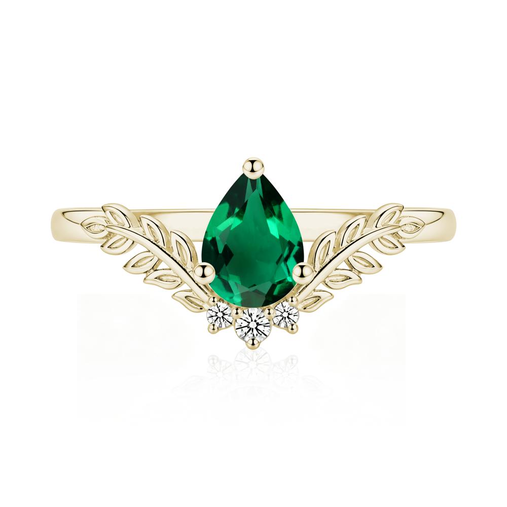 Pear Shaped Alexandrite Leaf Curved Ring - LUO Jewelry #gemstone_Emerald