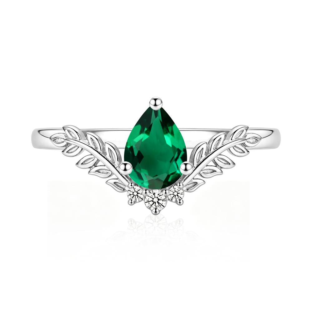 Pear Shaped Alexandrite Leaf Curved Ring - LUO Jewelry #gemstone_Emerald