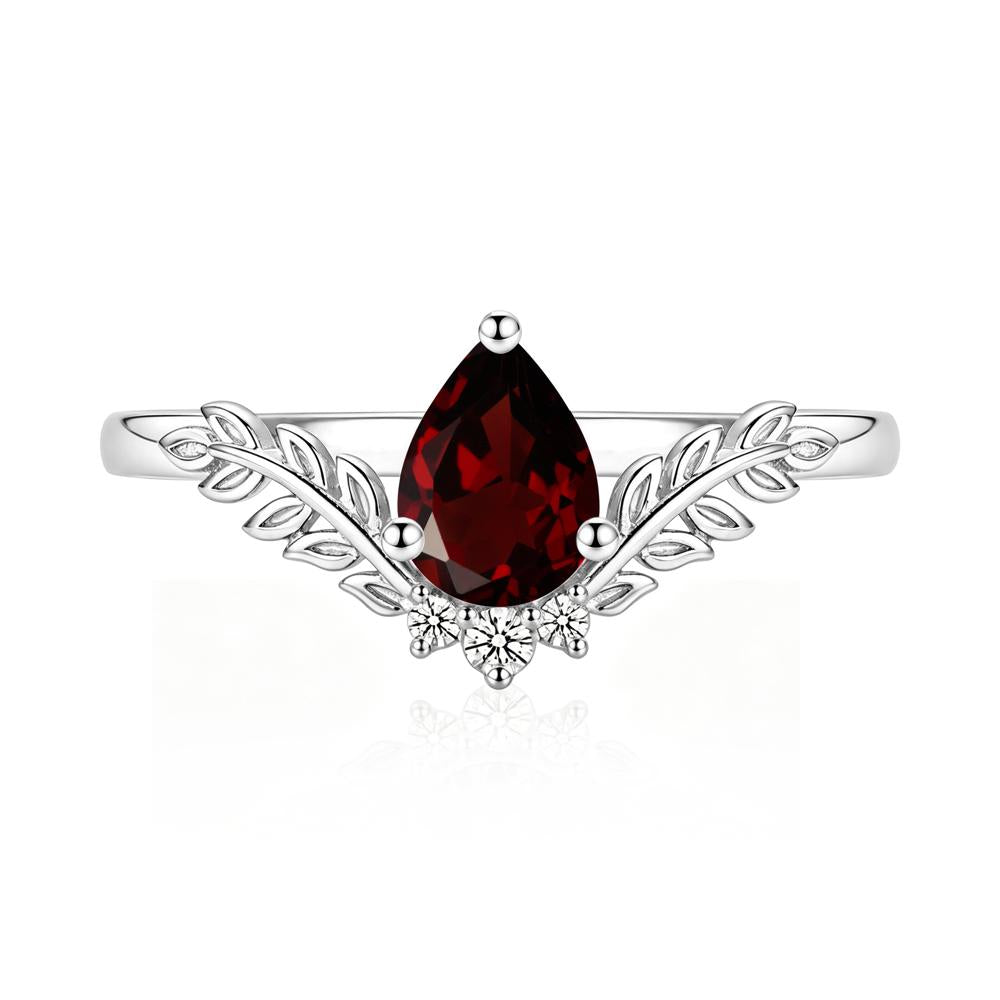 Pear Shaped Alexandrite Leaf Curved Ring - LUO Jewelry #gemstone_Garnet