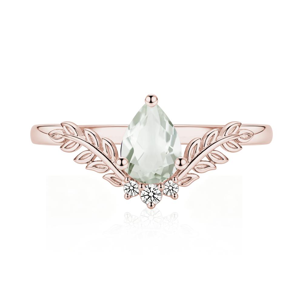 Pear Shaped Alexandrite Leaf Curved Ring - LUO Jewelry #gemstone_Green Amethyst