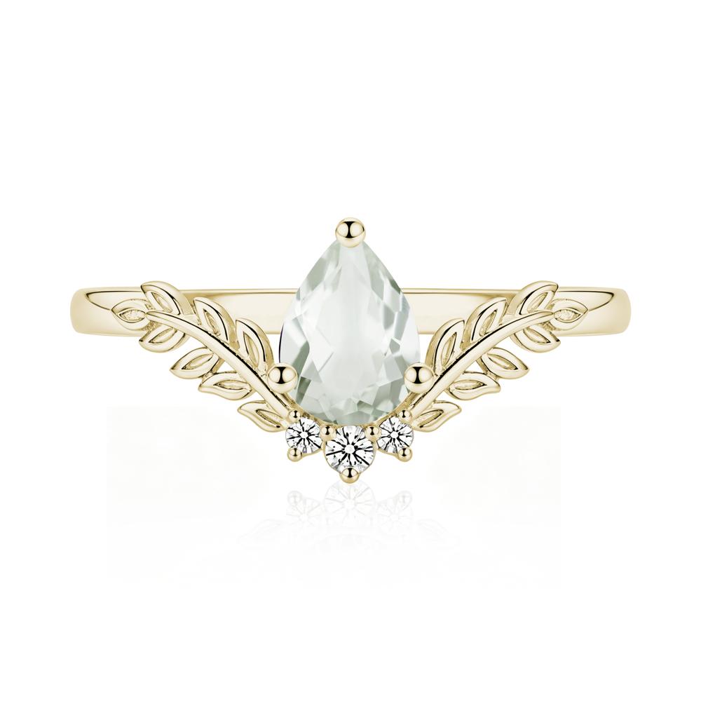 Pear Shaped Alexandrite Leaf Curved Ring - LUO Jewelry #gemstone_Green Amethyst