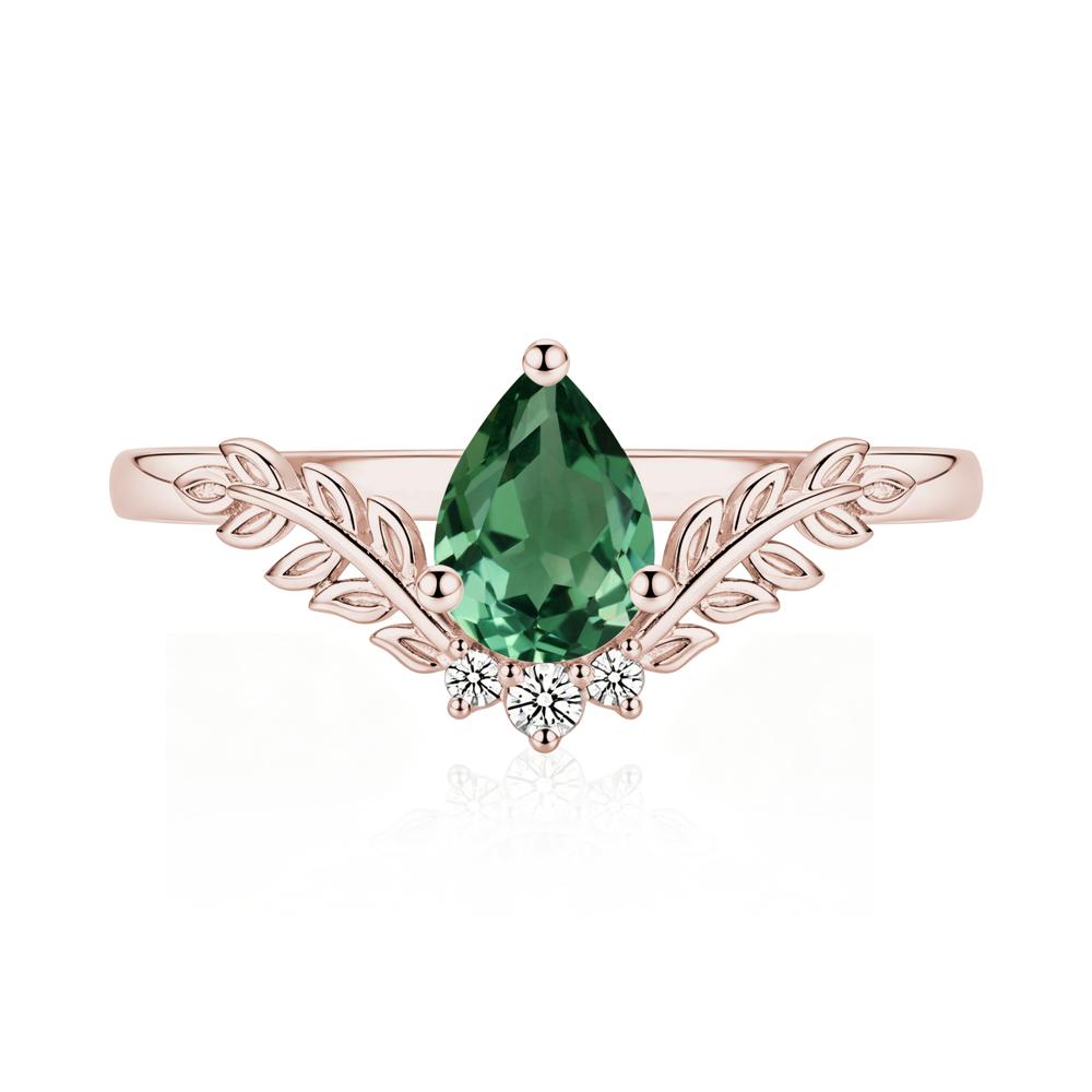 Pear Shaped Alexandrite Leaf Curved Ring - LUO Jewelry #gemstone_Green Sapphire