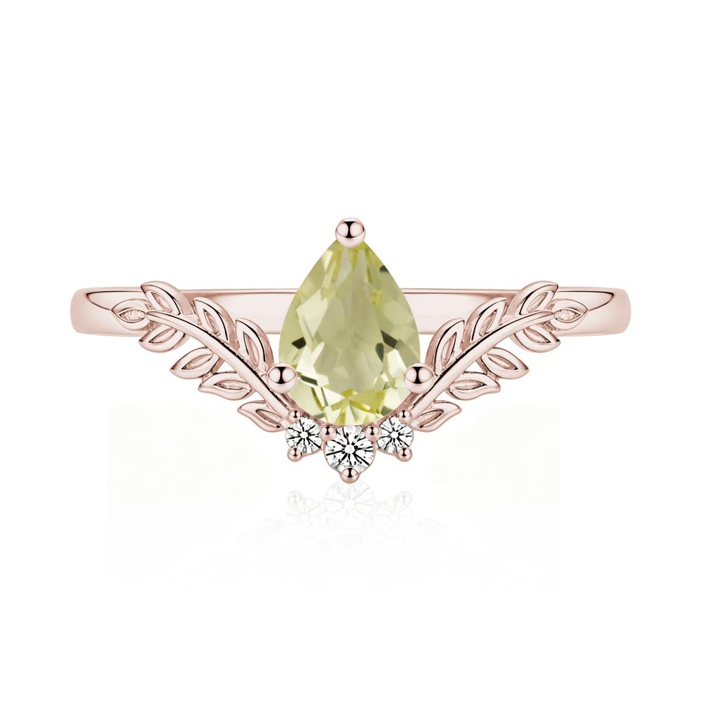 Pear Shaped Alexandrite Leaf Curved Ring - LUO Jewelry #gemstone_Lemon Quartz
