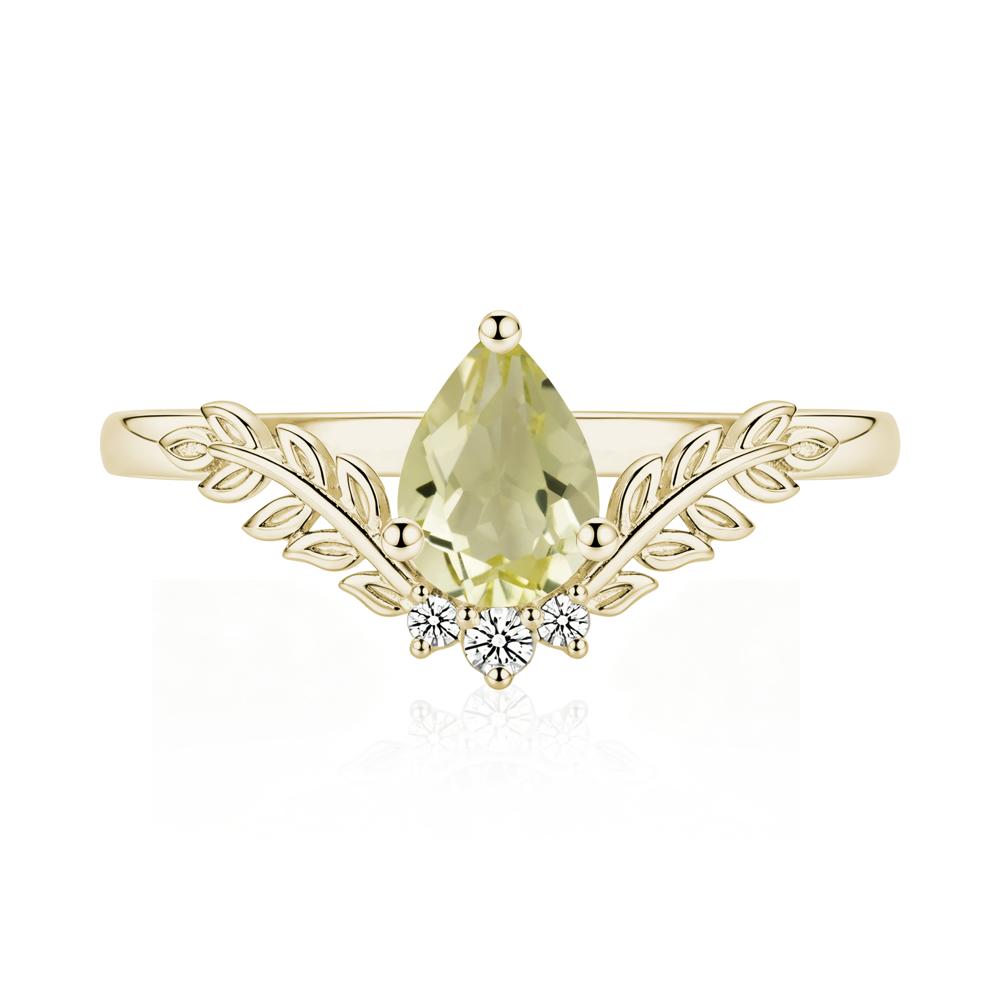 Pear Shaped Alexandrite Leaf Curved Ring - LUO Jewelry #gemstone_Lemon Quartz