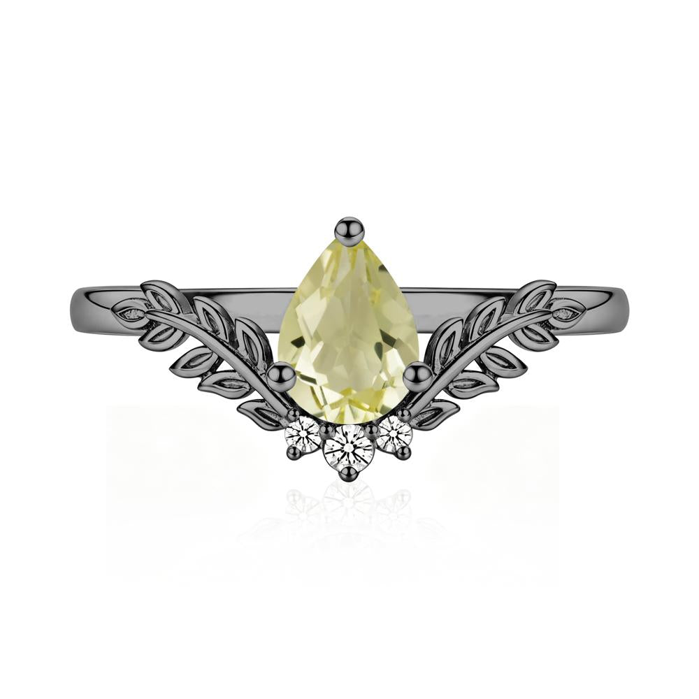 Pear Shaped Alexandrite Leaf Curved Ring - LUO Jewelry #gemstone_Lemon Quartz
