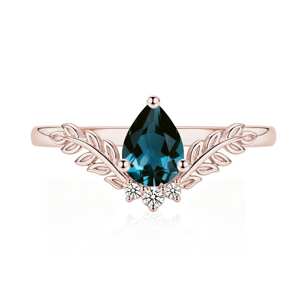 Pear Shaped Alexandrite Leaf Curved Ring - LUO Jewelry #gemstone_London Blue Topaz