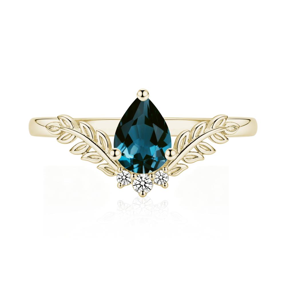 Pear Shaped Alexandrite Leaf Curved Ring - LUO Jewelry #gemstone_London Blue Topaz