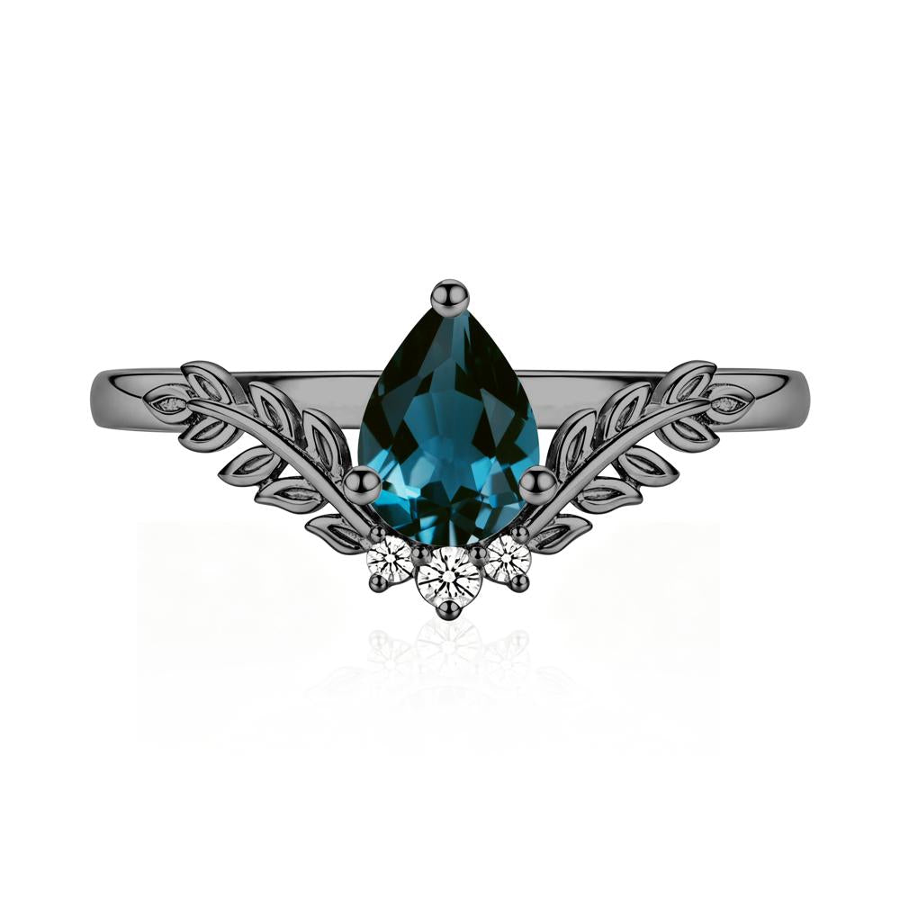 Pear Shaped Alexandrite Leaf Curved Ring - LUO Jewelry #gemstone_London Blue Topaz