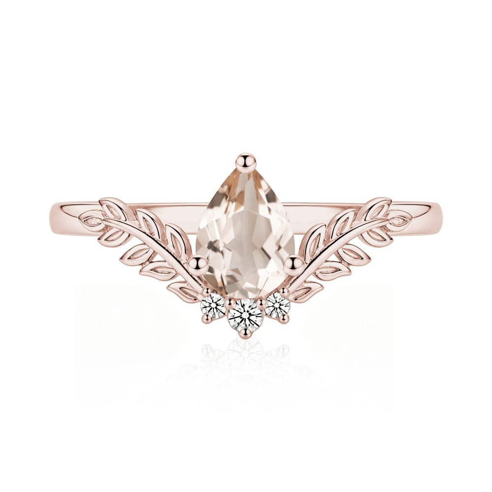 Pear Shaped Alexandrite Leaf Curved Ring - LUO Jewelry #gemstone_Morganite