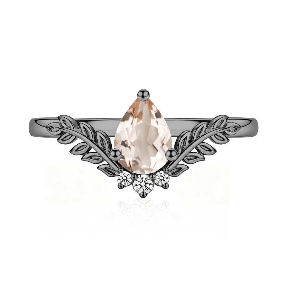 Pear Shaped Alexandrite Leaf Curved Ring - LUO Jewelry #gemstone_Morganite