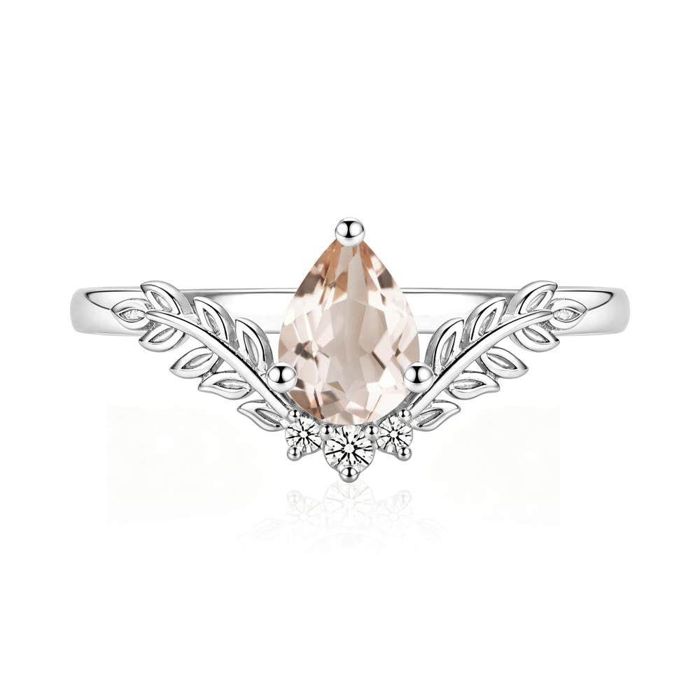 Pear Shaped Alexandrite Leaf Curved Ring - LUO Jewelry #gemstone_Morganite