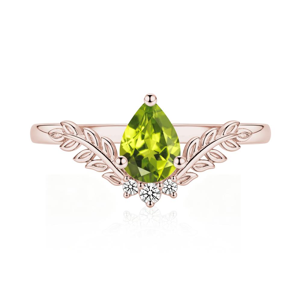 Pear Shaped Alexandrite Leaf Curved Ring - LUO Jewelry #gemstone_Peridot