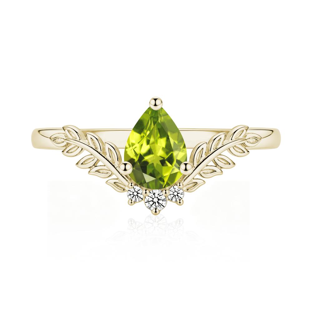 Pear Shaped Alexandrite Leaf Curved Ring - LUO Jewelry #gemstone_Peridot