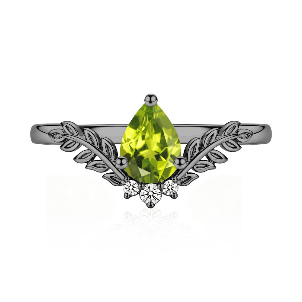 Pear Shaped Alexandrite Leaf Curved Ring - LUO Jewelry #gemstone_Peridot