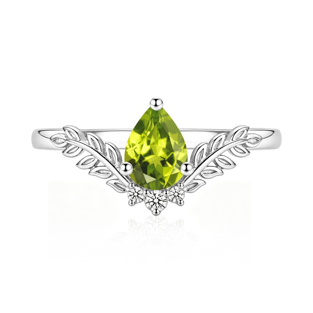 Pear Shaped Alexandrite Leaf Curved Ring - LUO Jewelry #gemstone_Peridot
