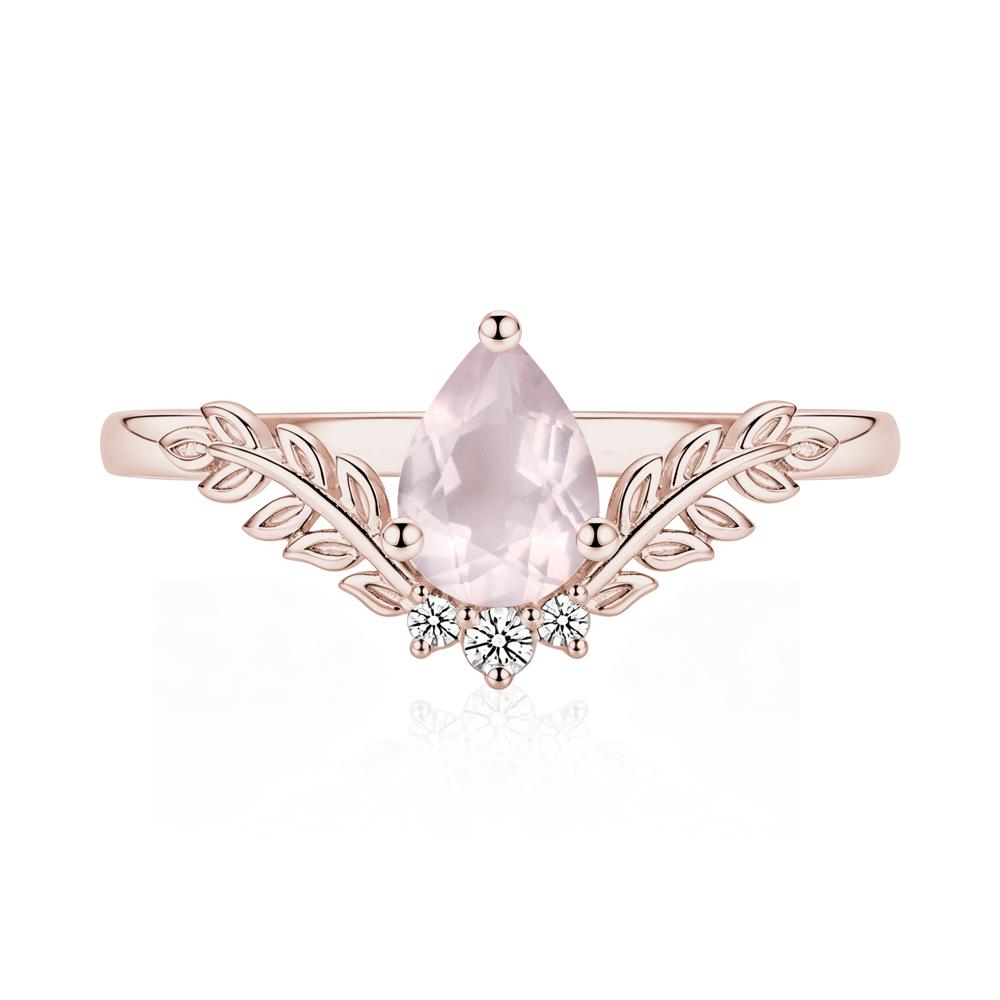 Pear Shaped Alexandrite Leaf Curved Ring - LUO Jewelry #gemstone_Rose Quartz