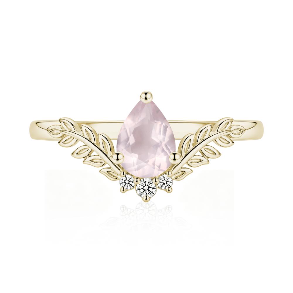 Pear Shaped Alexandrite Leaf Curved Ring - LUO Jewelry #gemstone_Rose Quartz