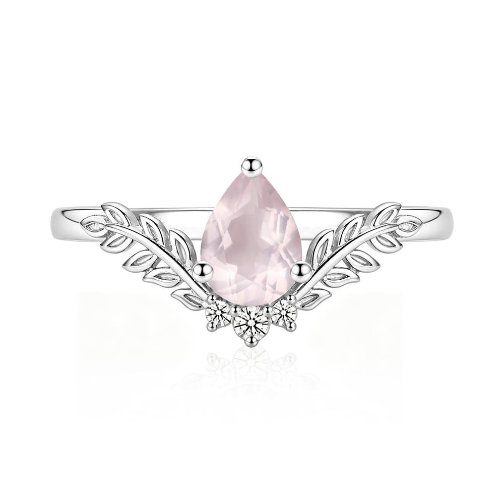 Pear Shaped Alexandrite Leaf Curved Ring - LUO Jewelry #gemstone_Rose Quartz