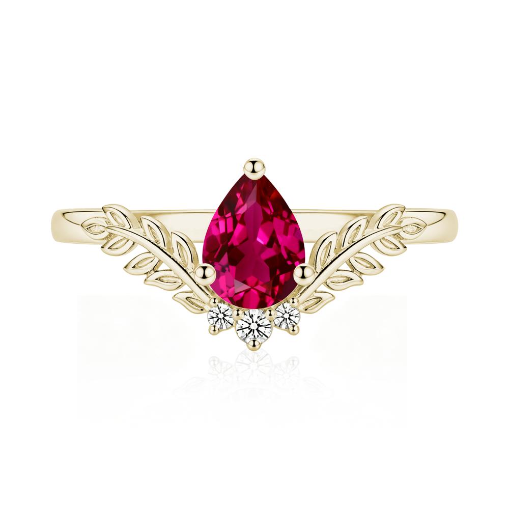 Pear Shaped Alexandrite Leaf Curved Ring - LUO Jewelry #gemstone_Ruby