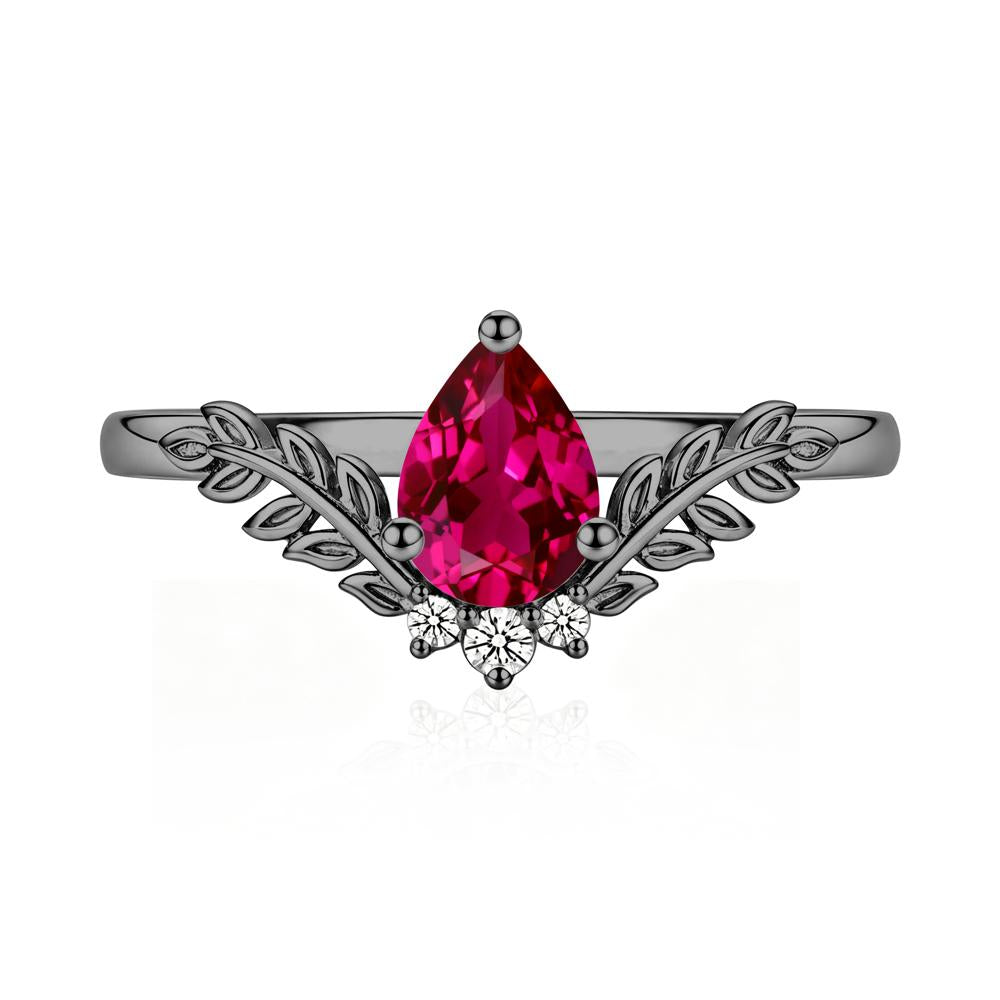 Pear Shaped Alexandrite Leaf Curved Ring - LUO Jewelry #gemstone_Ruby