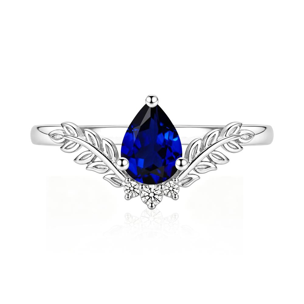 Pear Shaped Alexandrite Leaf Curved Ring - LUO Jewelry #gemstone_Sapphire