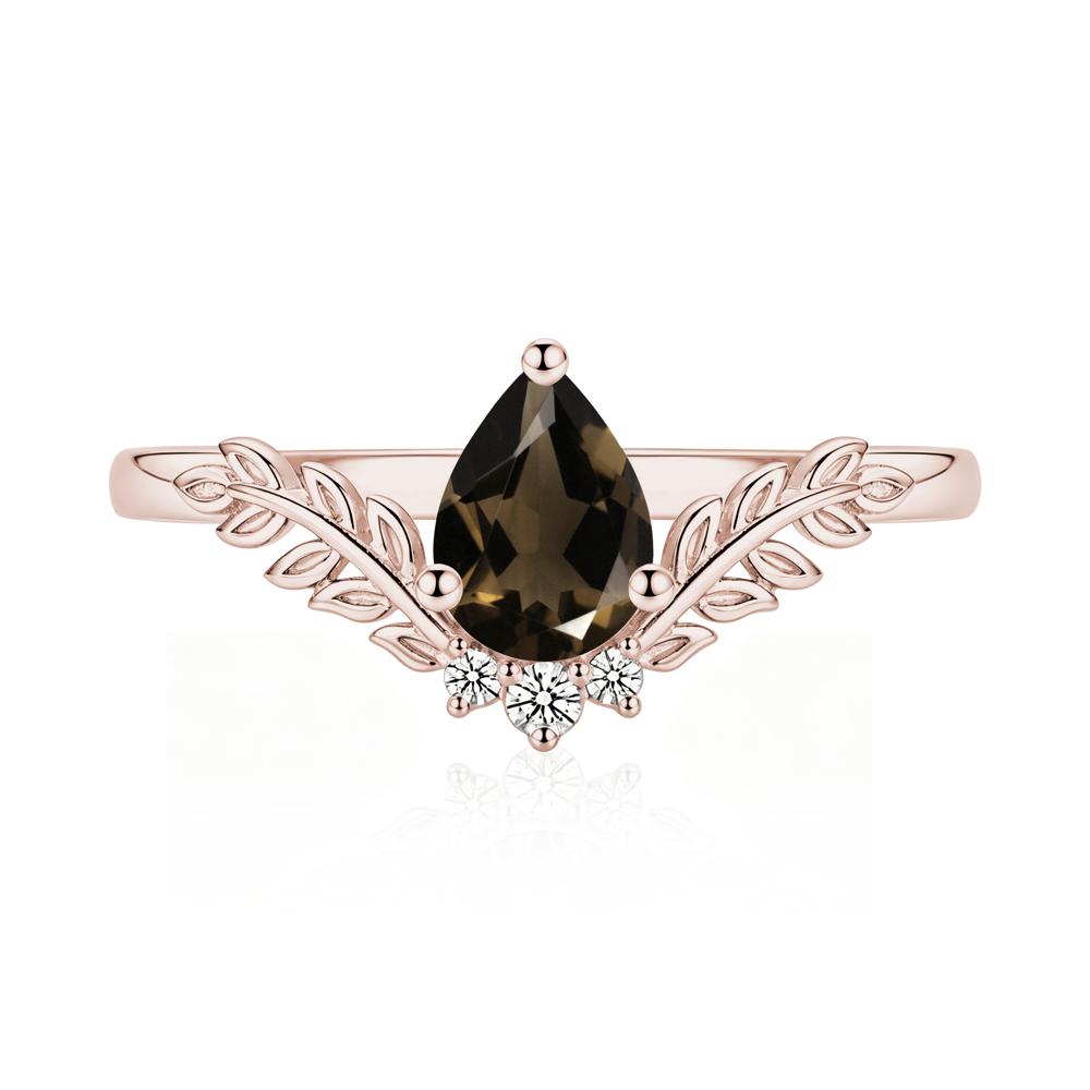 Pear Shaped Alexandrite Leaf Curved Ring - LUO Jewelry #gemstone_Smoky Quartz