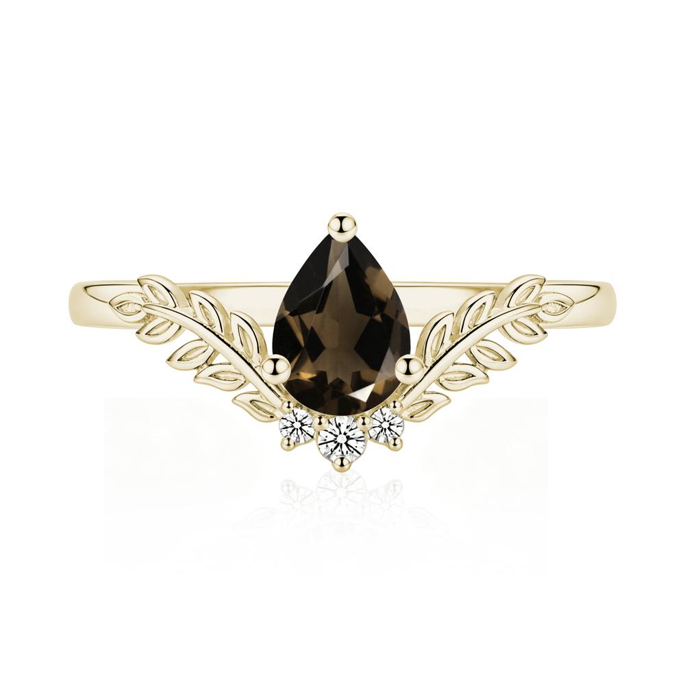 Pear Shaped Alexandrite Leaf Curved Ring - LUO Jewelry #gemstone_Smoky Quartz