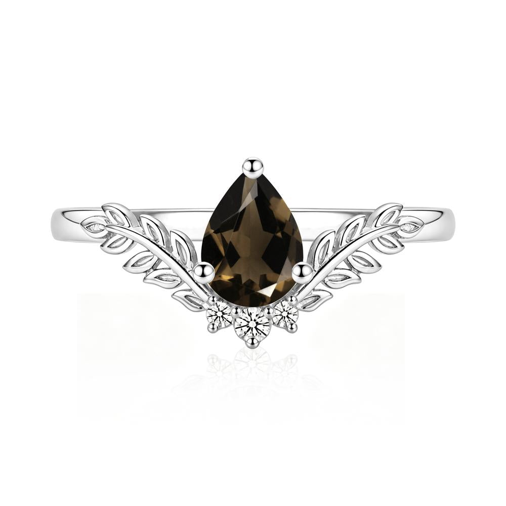 Pear Shaped Alexandrite Leaf Curved Ring - LUO Jewelry #gemstone_Smoky Quartz
