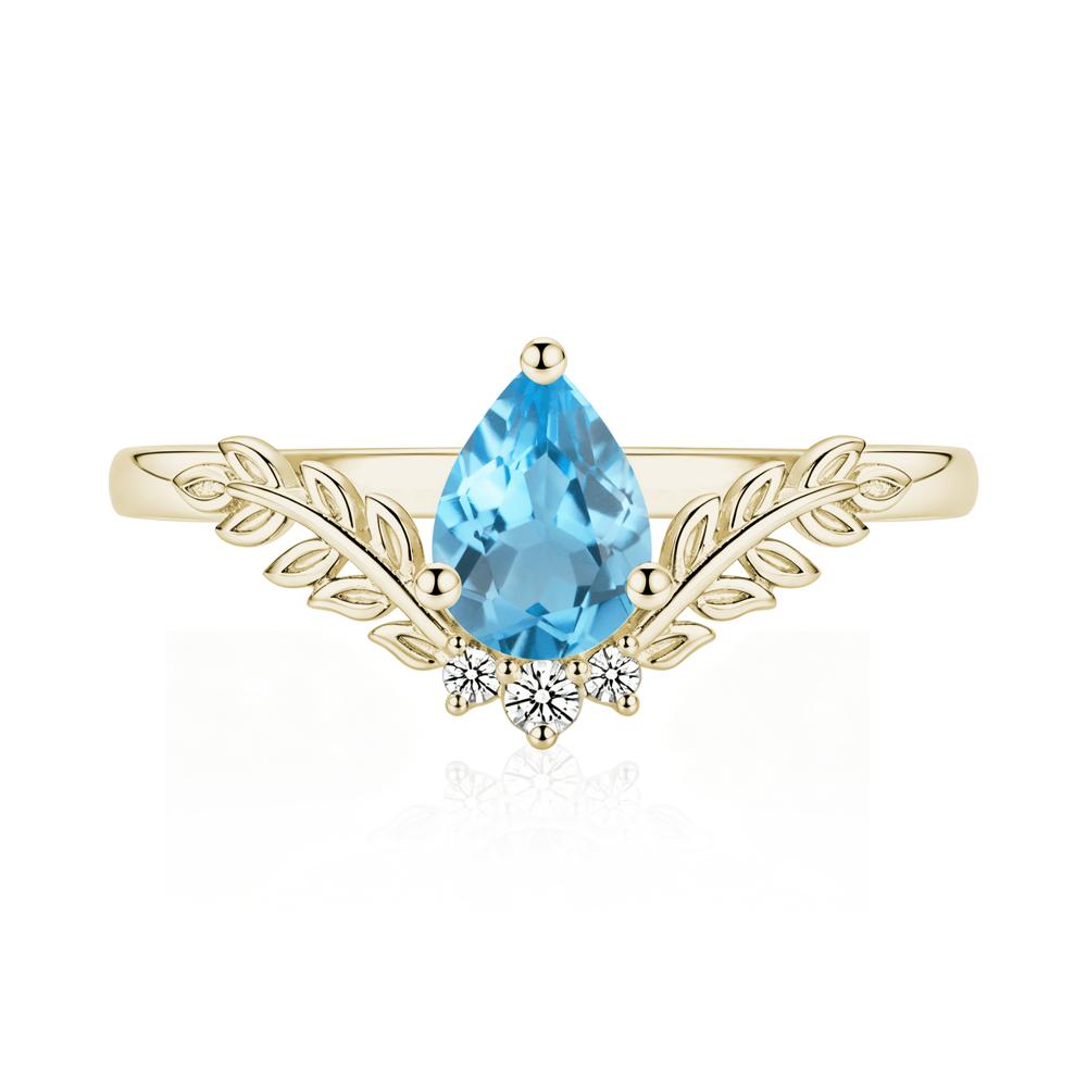 Pear Shaped Alexandrite Leaf Curved Ring - LUO Jewelry #gemstone_Swiss Blue Topaz