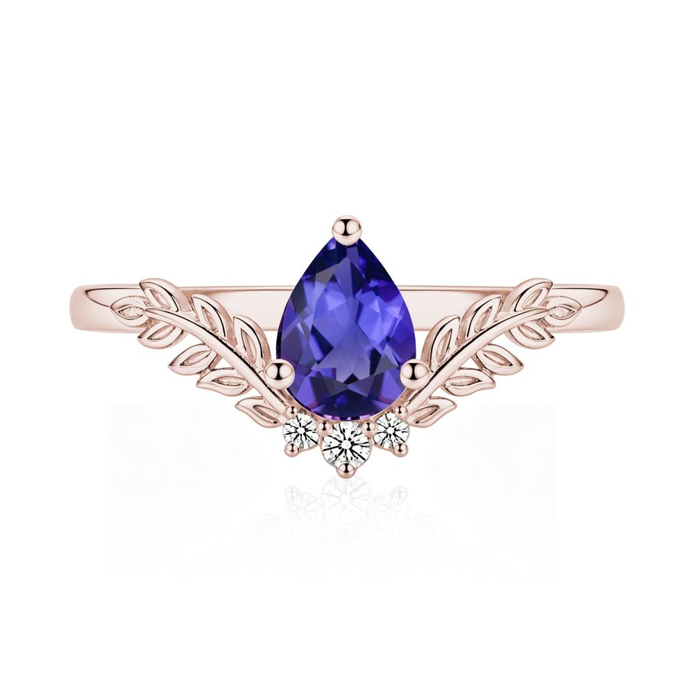 Pear Shaped Alexandrite Leaf Curved Ring - LUO Jewelry #gemstone_Tanzanite